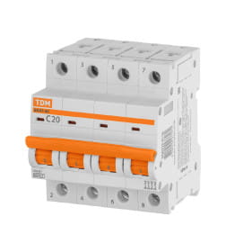 Выключатель автоматический ВА47-60 4Р 20А 6кА х-ка С TDM SQ0223-0126