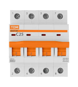Выключатель автоматический ВА47-60 4Р 25А 6кА х-ка С TDM SQ0223-0127
