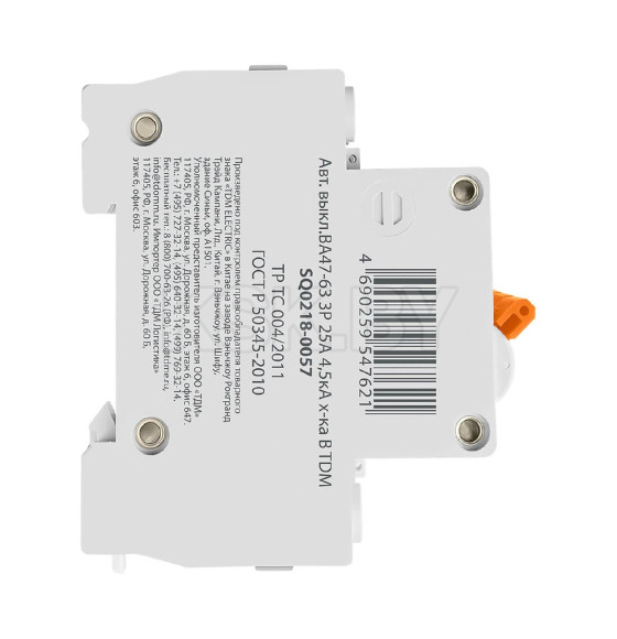 Выключатель автоматический ВА47-63 3Р 25А 4,5кА х-ка B TDM SQ0218-0057 (SQ0218-0057) 