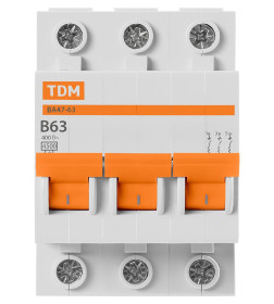 Выключатель автоматический ВА47-63 3Р 63А 4,5кА х-ка B TDM SQ0218-0061