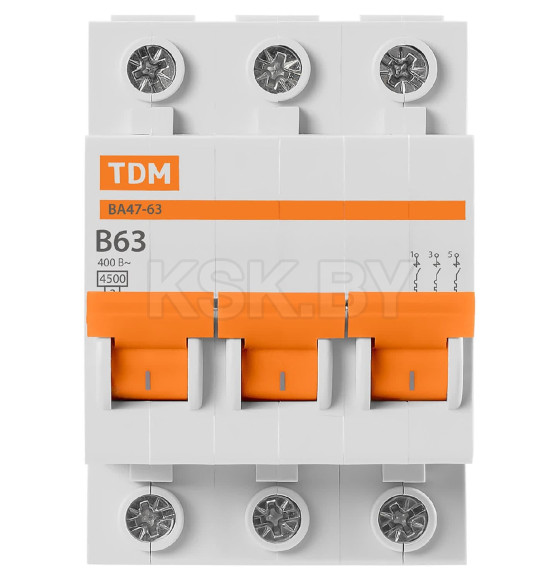 Выключатель автоматический ВА47-63 3Р 63А 4,5кА х-ка B TDM SQ0218-0061 (SQ0218-0061) 