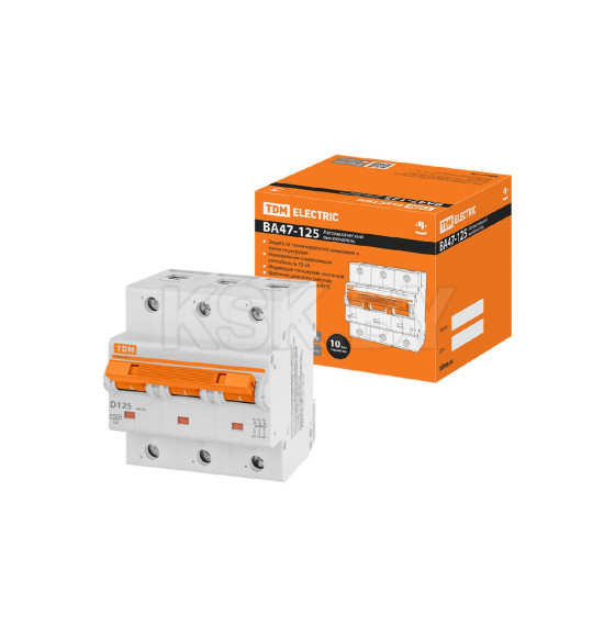Выключатель автоматический ВА47-125 3Р 125А 15кА х-ка D TDM SQ0208-0036 (SQ0208-0036) 