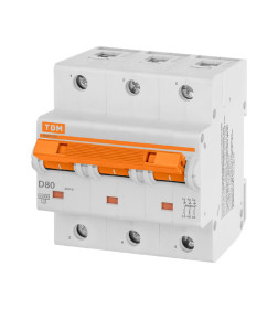Выключатель автоматический ВА47-125 3Р 80А 15кА х-ка D TDM SQ0208-0034