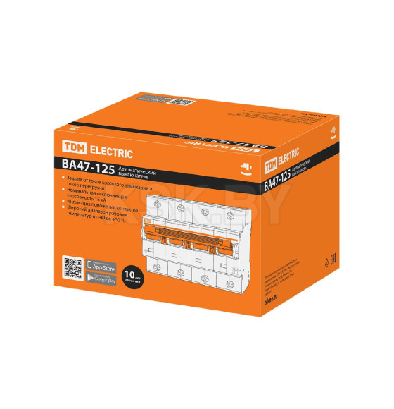 Выключатель автоматический ВА47-125 4Р 80А 15кА х-ка С TDM SQ0208-0094 (SQ0208-0094) 