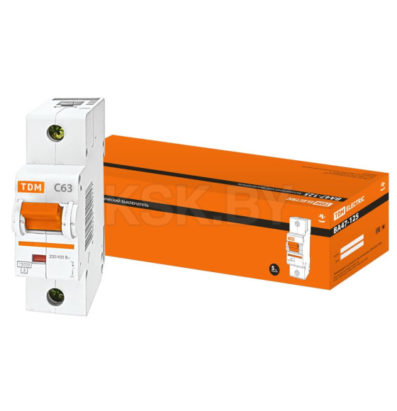 Выключатель автоматический ВА47-125 1Р 63А 15кА х-ка С TDM SQ0208-0057 (SQ0208-0057) 