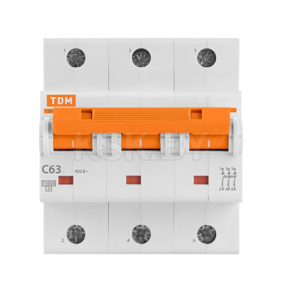 Выключатель автоматический ВА47-125 3Р 63А 15кА х-ка С TDM SQ0208-0081 (SQ0208-0081) 