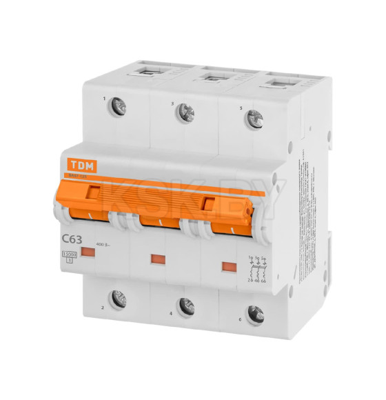 Выключатель автоматический ВА47-125 3Р 63А 15кА х-ка С TDM SQ0208-0081 (SQ0208-0081) 