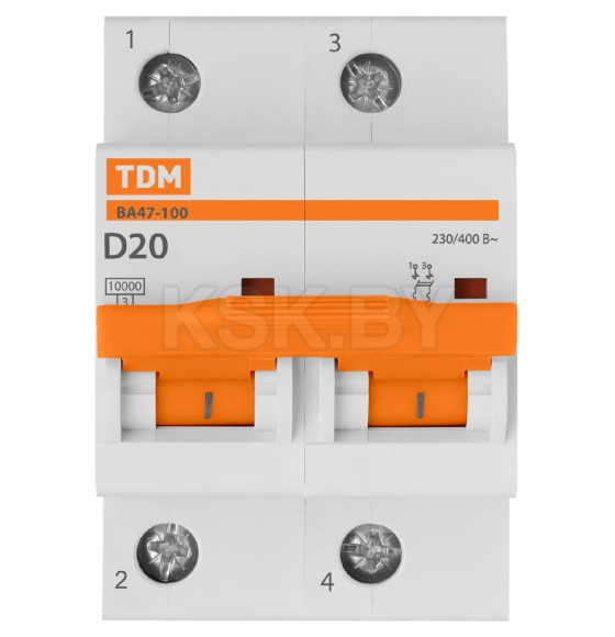 Выключатель автоматический ВА47-100 2Р 20А 10кА х-ка D TDM SQ0207-0014 (SQ0207-0014) 