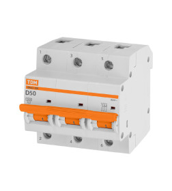 Выключатель автоматический ВА47-100 3Р 50А 10кА х-ка D TDM SQ0207-0030