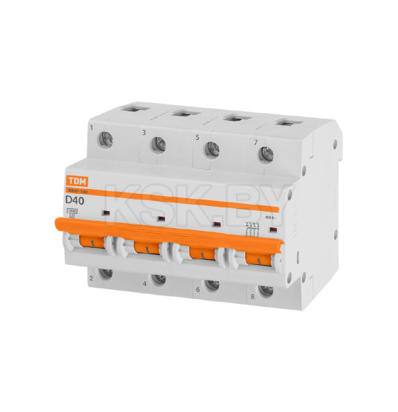Выключатель автоматический ВА47-100 4Р 40А 10кА х-ка D TDM SQ0207-0040 (SQ0207-0040) 