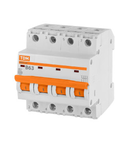 Выключатель автоматический ВА47-29 4Р 63А 4,5кА х-ка В TDM SQ0206-0064