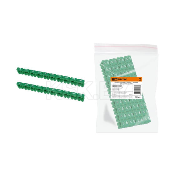 Маркер наборный - символ "5" зеленый 2,5 мм2 (150 шт.) TDM SQ0534-0021 (SQ0534-0021) 