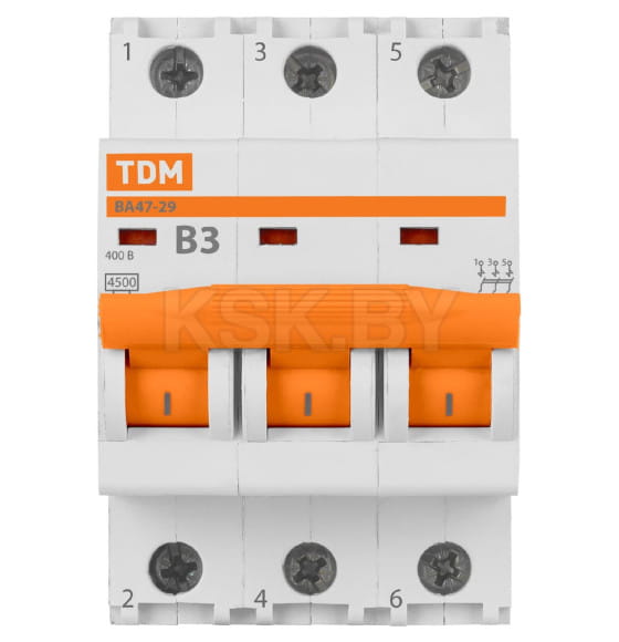Выключатель автоматический ВА47-29 3Р 3А 4,5кА х-ка В TDM SQ0206-0035 (SQ0206-0035) 