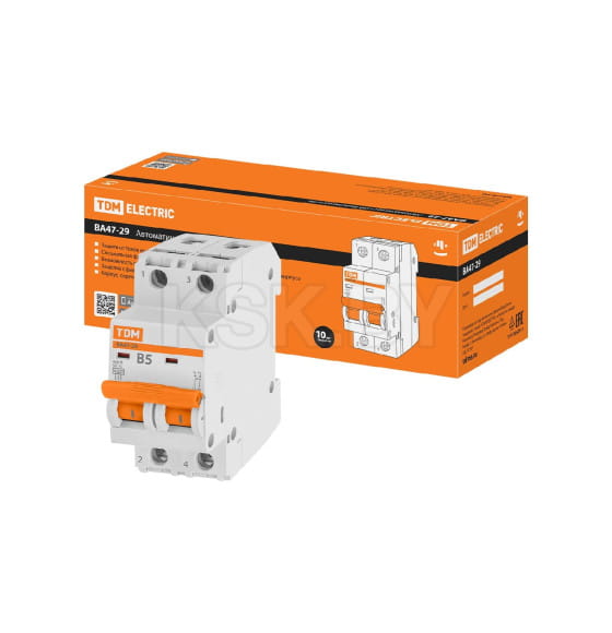 Выключатель автоматический ВА47-29 2Р 5А 4,5кА х-ка В TDM SQ0206-0021 (SQ0206-0021) 