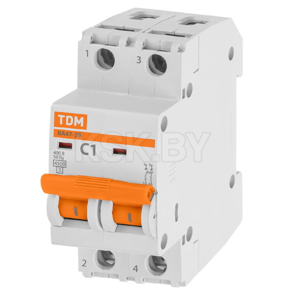 Выключатель автоматический ВА47-29 2Р 1А 4,5кА х-ка С TDM SQ0206-0084 (SQ0206-0084) 