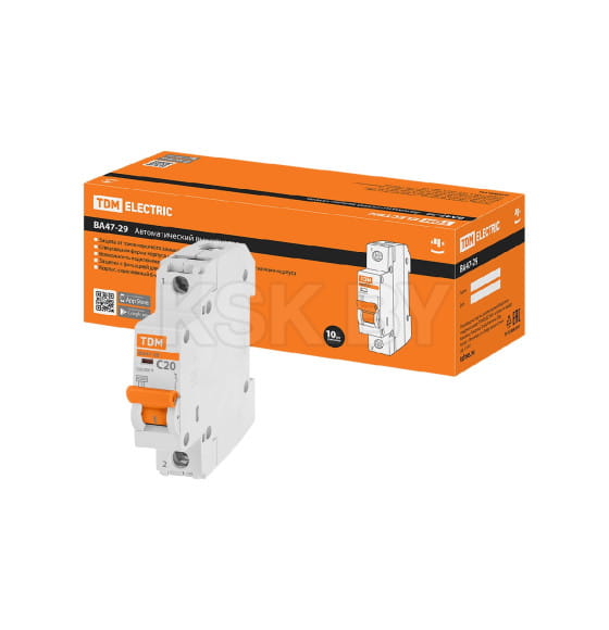 Выключатель автоматический ВА47-29 1Р 20А 4,5кА х-ка С TDM SQ0206-0075 (SQ0206-0075) 
