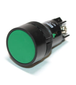 Кнопка SB7-CW3361 с возвратом, 1НО, d22 мм, с подсветкой 220 В LED, зеленая, IP54 TDM
