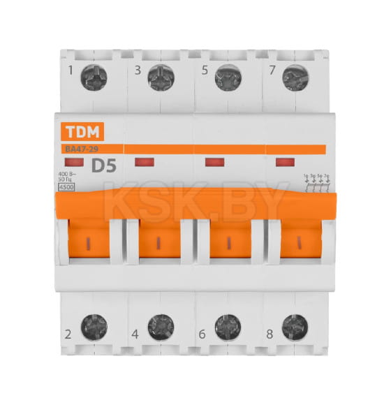 Выключатель автоматический ВА47-29 4Р 5А 4,5кА х-ка D TDM SQ0206-0184 (SQ0206-0184) 