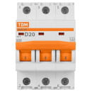 Выключатель автоматический ВА47-29 3Р 20А 4,5кА х-ка D TDM SQ0206-0174 (SQ0206-0174) 