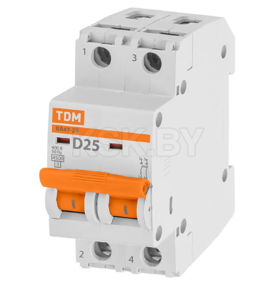 Выключатель автоматический ВА47-29 2Р 25А 4,5кА х-ка D TDM SQ0206-0159 (SQ0206-0159) 