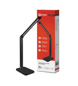 Светильник настольный светодиодный ССО 14Ч 8Вт 480Лм, сенсор-диммер, адаптер (черный) IN HOME 4690612037899