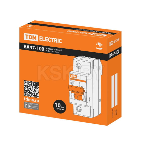 Выключатель автоматический ВА47-100 1Р 20А 10кА х-ка D TDM SQ0207-0003 (SQ0207-0003) 