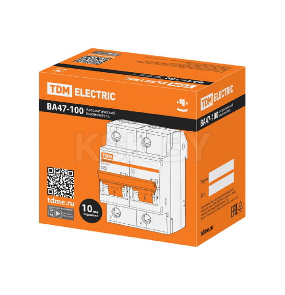 Выключатель автоматический ВА47-100 2Р 6А 10кА х-ка С TDM SQ0207-0137 (SQ0207-0137) 