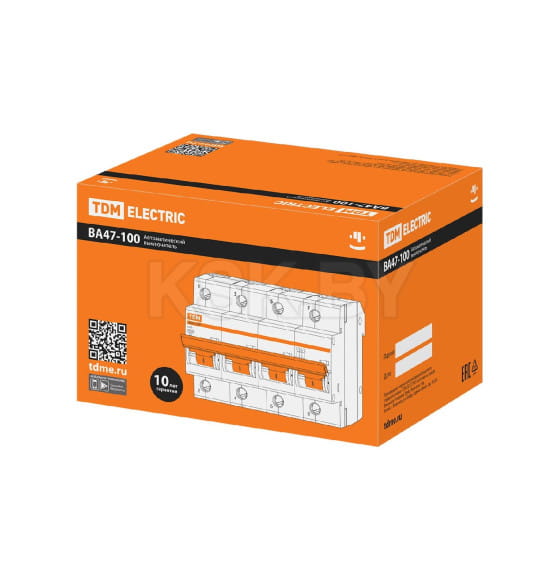 Выключатель автоматический ВА47-100 4Р 40А 10кА х-ка D TDM SQ0207-0040 (SQ0207-0040) 