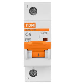 Выключатель автоматический ВА47-100 1Р 6А 10кА х-ка С TDM SQ0207-0136