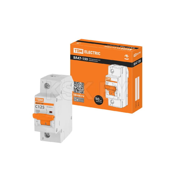 Выключатель автоматический ВА47-100 1Р 125А 10кА х-ка С TDM SQ0207-0089 (SQ0207-0089) 