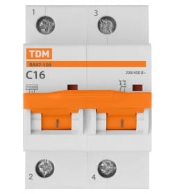 Выключатель автоматический ВА47-100 2Р 16А 10кА х-ка С TDM SQ0207-0057