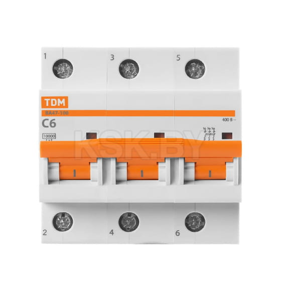 Выключатель автоматический ВА47-100 3Р 6А 10кА х-ка С TDM SQ0207-0138 (SQ0207-0138) 