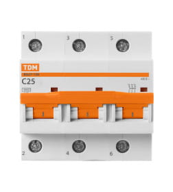 Выключатель автоматический ВА47-100 3Р 25А 10кА х-ка С TDM SQ0207-0070