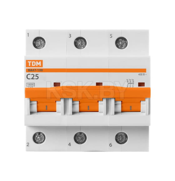 Выключатель автоматический ВА47-100 3Р 25А 10кА х-ка С TDM SQ0207-0070 (SQ0207-0070) 