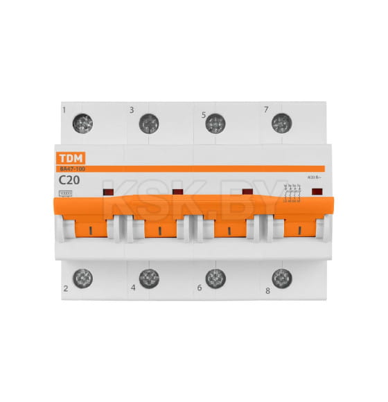 Выключатель автоматический ВА47-100 4Р 20А 10кА х-ка С TDM SQ0207-0080 (SQ0207-0080) 