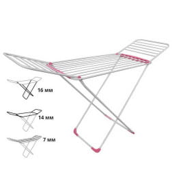 Сушилка для белья напольная PERFECTO LINEA Gloria, бело-розовая, рабочая длина 18  м