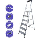 Стремянка стальная с алюминиевыми ступенями односторонняя Новая Высота NV 1138, 1х6 ступеней 130 мм, органайзер Цельнотянутая площ (1138106) 