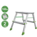 Стремянка 2 ступени ал. 2-х сторонняя с увеличенной площадкой (260мм) серия NV212 Новая высота (2120202) 