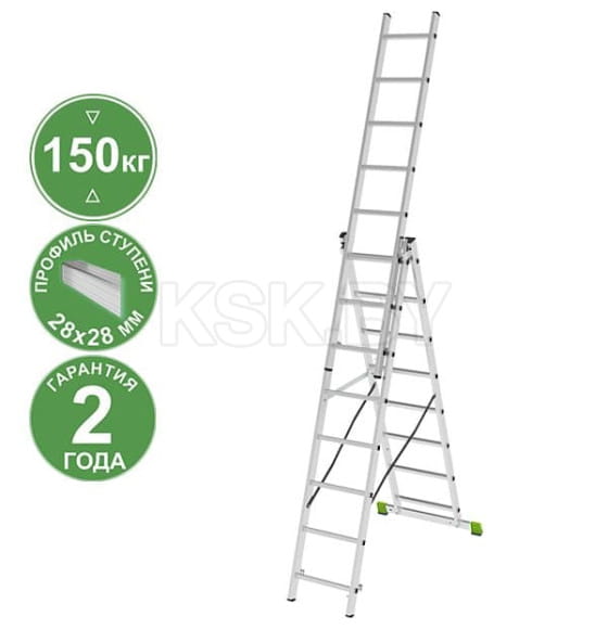 Лестница 3х 8 трехсекционная алюминиевая, серия NV223 Новая высота (2230308) 