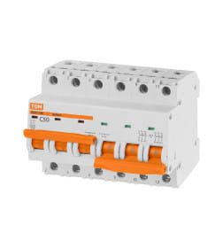 Выключатель автоматический с механической блокировкой (байпас) ВА47-29Б 3Р+3Р 50А 4,5кА х-ка C TDM SQ0206-0412