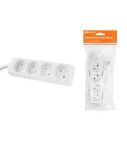 Удлинитель 4 гнезда, 3 метра, без заземления, ПВС 2х0,75мм2 10А/250В TDM У4 SQ1303-0211