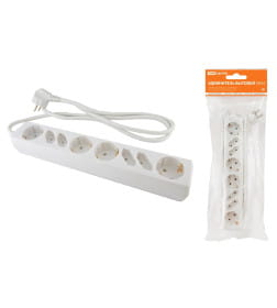 Удлинитель 8 гнезд (4 б/з+4 с/з), 1,5 метра, ПВС 3х1,5мм2 16А/250В TDM У044 SQ1303-0310