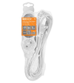 Удлинитель 3 гнезда, 3 м, б/з, с з/ш, ПВС 2х0,75 мм2 10А/250В (бело-серый) TDM "Люкс" УЛ3 SQ1303-0224