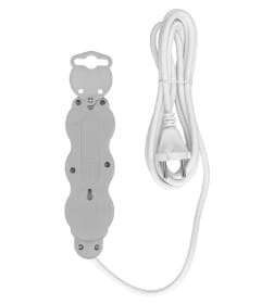 Удлинитель 3 гнезда, 3 м, б/з, с з/ш, ПВС 2х0,75 мм2 10А/250В (бело-серый) TDM "Люкс" УЛ3 SQ1303-0224