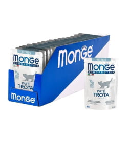 MONGE NATURAL SUPER PREMIUM MONOPROTEIN Паштет из форели. Сбалансированный корм для котят в период роста, паучи 85 г