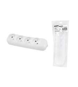 Колодка розеточная 4 гнезда 2П б/з 10А 250В (белая) TDM "Народная" SQ1806-0419