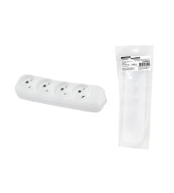 Колодка розеточная 4 гнезда 2П б/з 10А 250В (белая) TDM "Народная" SQ1806-0419