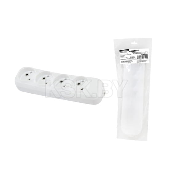 Колодка розеточная 4 гнезда 2П б/з 10А 250В (белая) TDM "Народная" SQ1806-0419 (SQ1806-0419) 