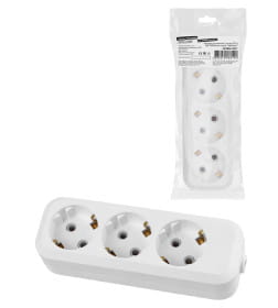 Колодка розеточная 3 гнезда 2П+3 16А 250В (белая) TDM "Народная" SQ1806-0417