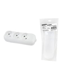 Колодка розеточная 3 гнезда 2П б/з 10А 250В (белая) TDM "Народная" SQ1806-0416